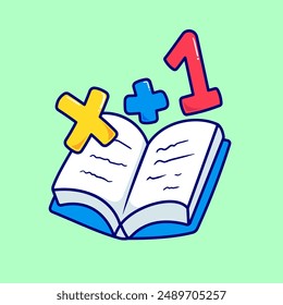 Math Book School With Number Cartoon Vector Icon Illustration. Education Object Icon Concept Isolated Premium Vector. Flat Cartoon Style