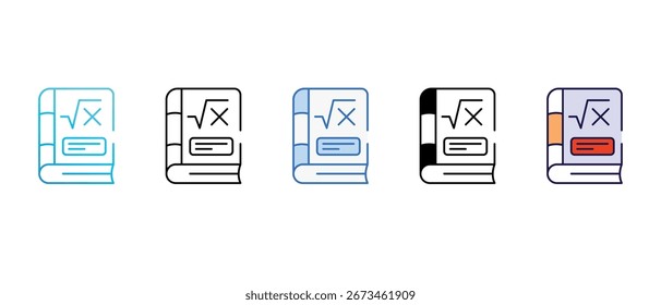 Diseño de icono de libros de matemáticas con fondo blanco ilustración de stock