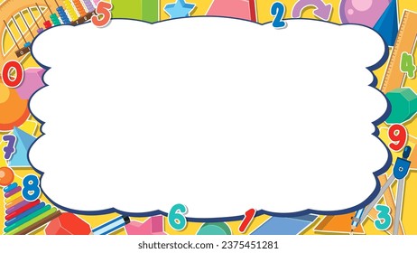 Math Border Background Surrounded by Number and Math Objects illustration