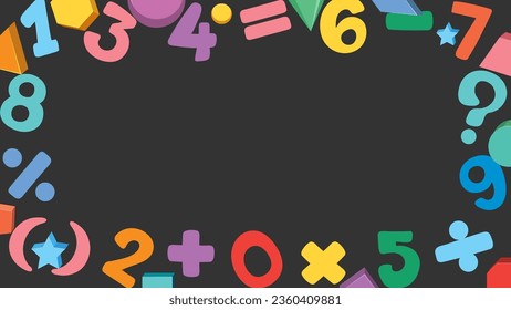 Math Border on Black Background with Number and Math Objects illustration