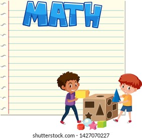 Math boys on note template illustration