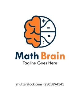 math brain design logo template illustration