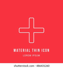 Math Bright red material designed line thin flat icon / logo