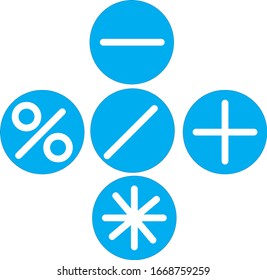 cálculo matemático más símbolos de icono matemático blanco azul