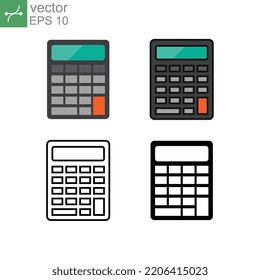 Math calculator for counting operations. Finance and economy concept, cost managements, money strategy and purchase calculation. Calculator icon. Vector illustration. Design on white background. EPS10