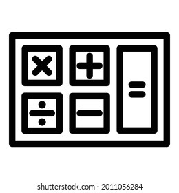 Icono de calculadora matemática. Icono de vector de cálculo matemático de contorno para diseño web aislado en fondo blanco