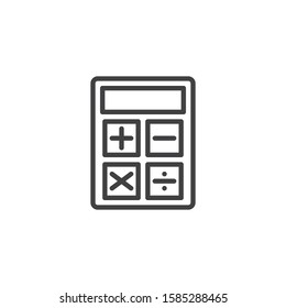 Math calculator line icon. linear style sign for mobile concept and web design. Calculator outline vector icon. Symbol, logo illustration. Vector graphics