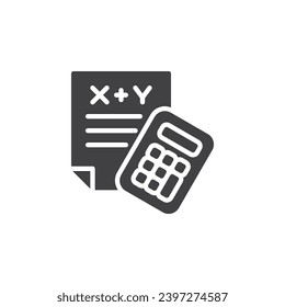 Math calculator vector icon. filled flat sign for mobile concept and web design. Mathematics solving glyph icon. Symbol, logo illustration. Vector graphics