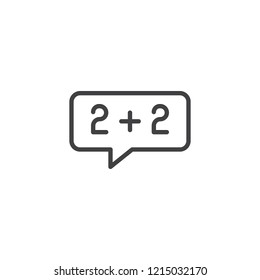 Math chat outline icon. linear style sign for mobile concept and web design. Mathematical calculation simple line vector icon. Symbol, logo illustration. Pixel perfect vector graphics
