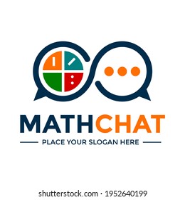 Math cht vector logo template. This logo use chat and mathematics symbol icon. Suitable for education