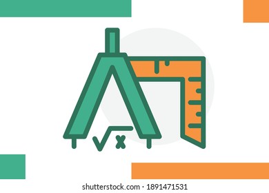 Math class icon colored line symbol. School  icon symbol. Premium quality isolated education tools element Icons for education, online education, online learning, learn to think. 
