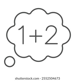 Math cloud bubble thin line icon, back to school concept. Vector graphics. Numbers sign on white background, outline style icon for mobile or web design