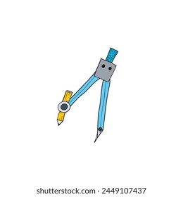 Math Compass Clipart, Mathematical tool Line Art