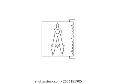 Math compass continuous one line drawing minimalist outline vector illustration
