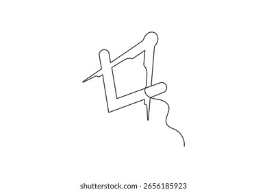 Bússola matemática contínua um desenho de linha ilustração vetor contorno minimalista
