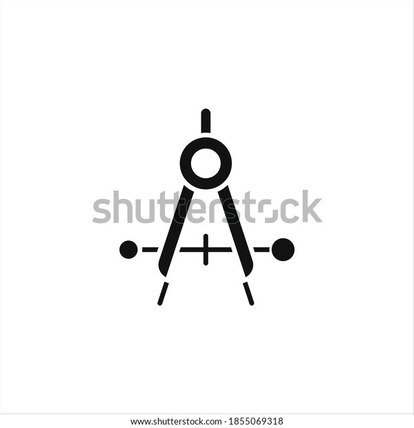 Math compass tool icon for your website, logo, app,\
UI, product print. Geometry concept flat Silhouette vector\
illustration icon.