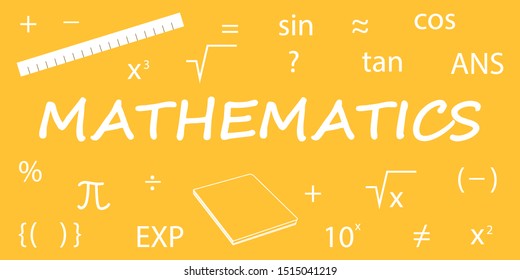 Math concept. Math elements on an orange background.
