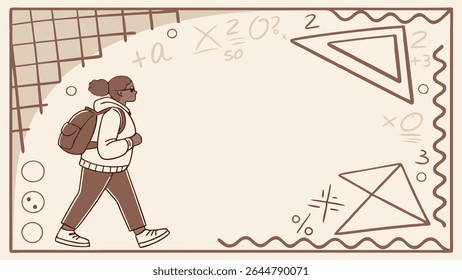 Math concept frame on beige background, for your education or design Background