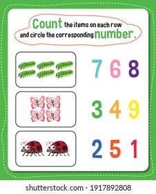 Math count number worksheet illustration