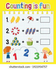 Math count number worksheet illustration