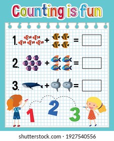 Math count number worksheet illustration