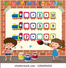 Math counting game template illustration