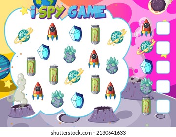 Math counting game template of space illustration
