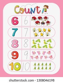 Math counting number worksheet illustration