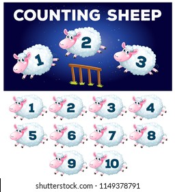 A math counting sheep illustration