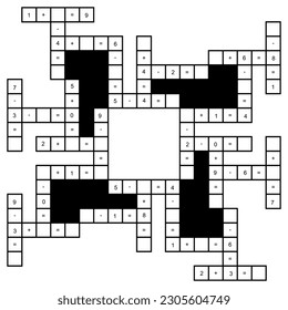 math crossword. math addition and subtraction one digit. math educational game