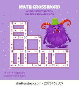 Rompecabezas entre matemáticas. Adición, sustracción, multiplicación y división