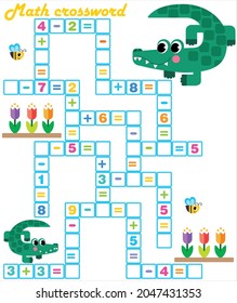 Math Crossword puzzle for children solve examples	