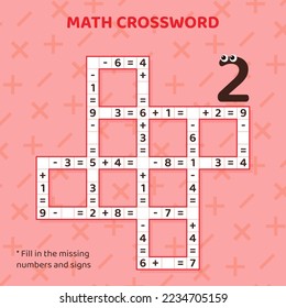 Math Crossword puzzle for children solve example.