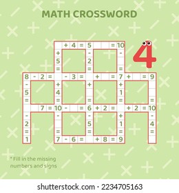 Math Crossword puzzle for children solve example.