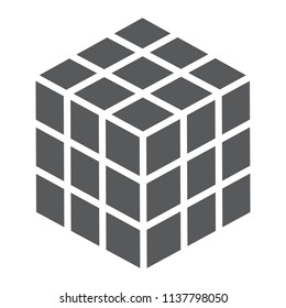 Math cube glyph icon, block and geometric, square sign, vector graphics, a linear pattern on a white background, eps 10.
