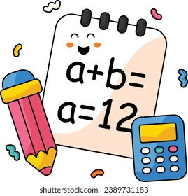 math cute sticker icon design 