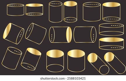 Math cylinder set for exercise icon logo etc