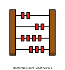 Math Education Counting Illustration. Abacus Calculation Tool, Beads, Frame Object Graphic. Flat Style Isolated Colorful