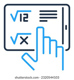 Math Education on Tablet Device vector Online Mathematics Learning concept colored icon or logo element