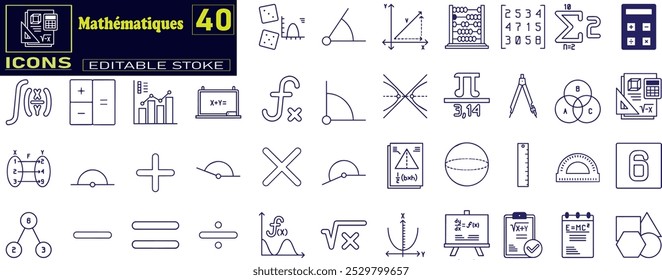 math education school science icons collection line and fill style .