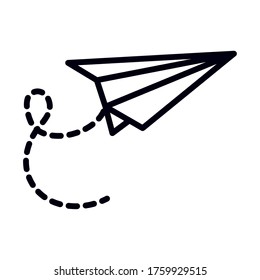 math education school science paper plane line and style icon vector illustration