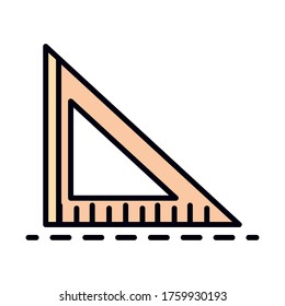 math education school science triangle ruler supply line and fill style icon vector illustration