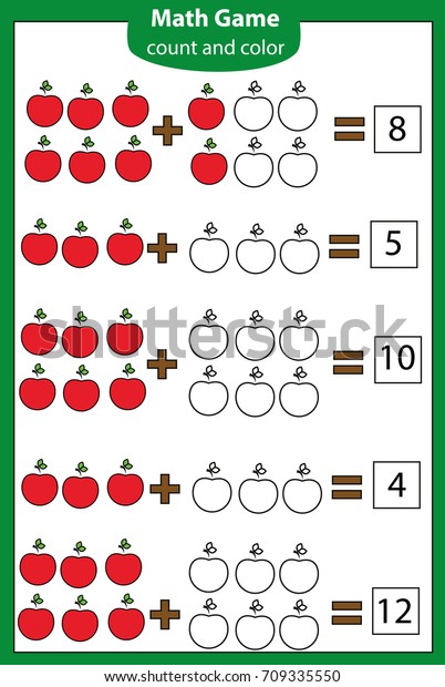 Math Educational Game Children Counting Equations Stock Vector (Royalty ...