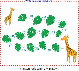 Mathematik pädagogische Spiele für Kinder. Füllen Sie die Zeile, schreiben Sie die fehlenden Zahlen. Löse die Gleichung und hilf dem Jungen, die Mutter zu finden. mathematische Tätigkeit für Vorschulkinder und Kleinkinder