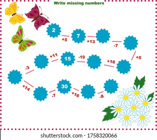 Math educational games for children. Fill in the line, write the missing numbers. mathematical activity for preschoolers and toddlers