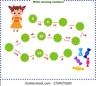 Math educational games for children. Fill in the line, write the missing numbers. mathematical activity for preschoolers and toddlers