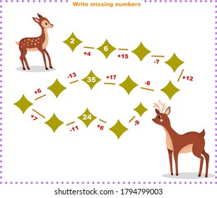 Math educational games for children. Fill in the line, write the missing numbers. mathematical activity for preschoolers and toddlers