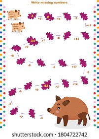 Juegos educativos matemáticos para niños. Rellene la línea, rellene los números que faltan. actividad matemática para escolares