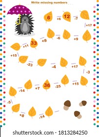 Juegos educativos matemáticos para niños. Rellene la línea, rellene los números que faltan. actividad matemática para escolares