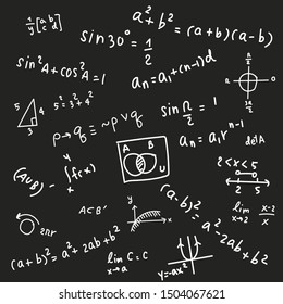 Math educational vector pattern with handwritten on blackboard for your design about education concept. 

